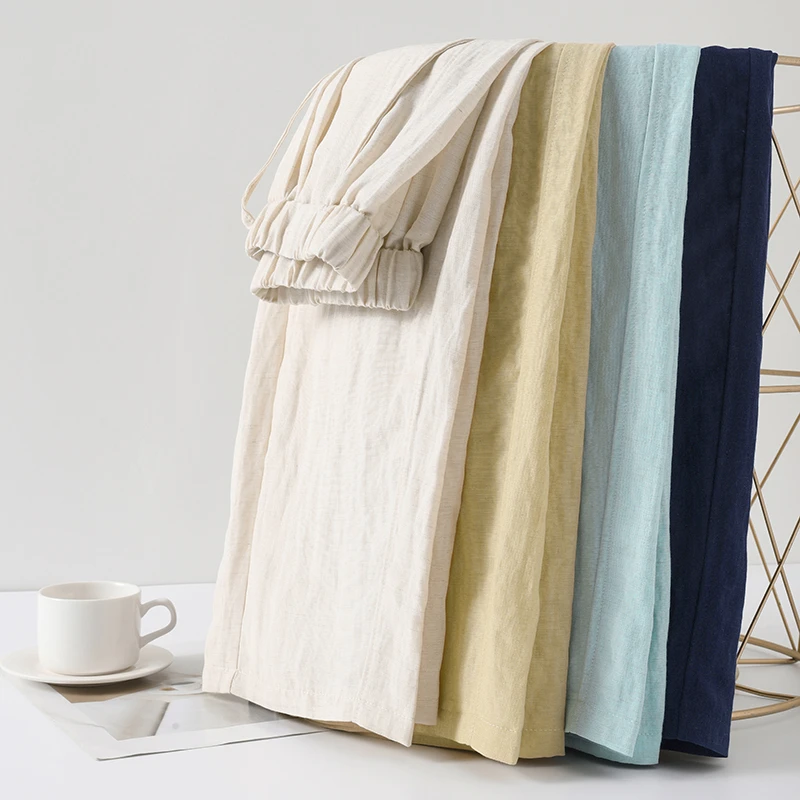 针织大码纯色春季直筒裤百搭休闲松紧腰口袋显瘦夏季休闲裤垂感