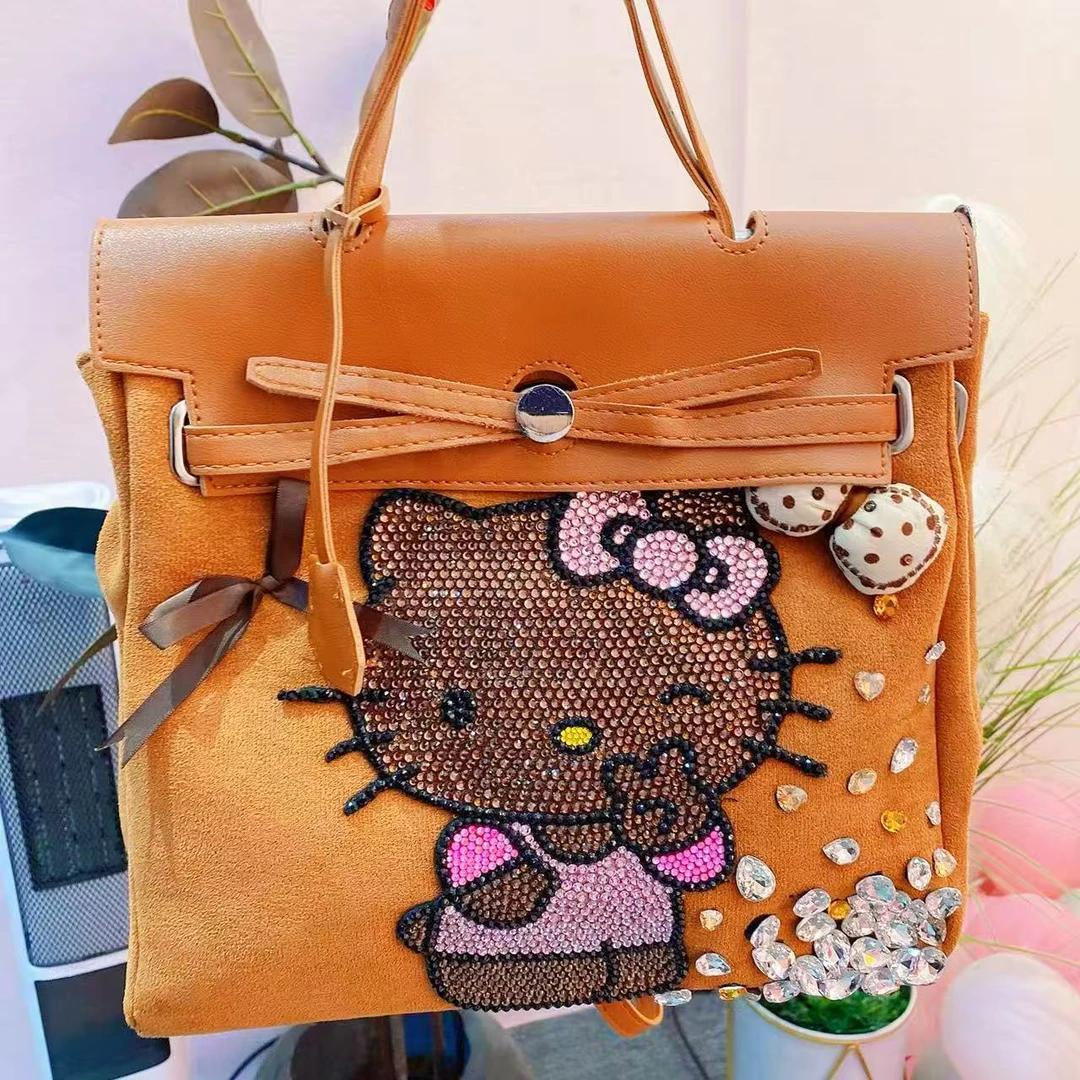 Kitty黑皮双肩托特包