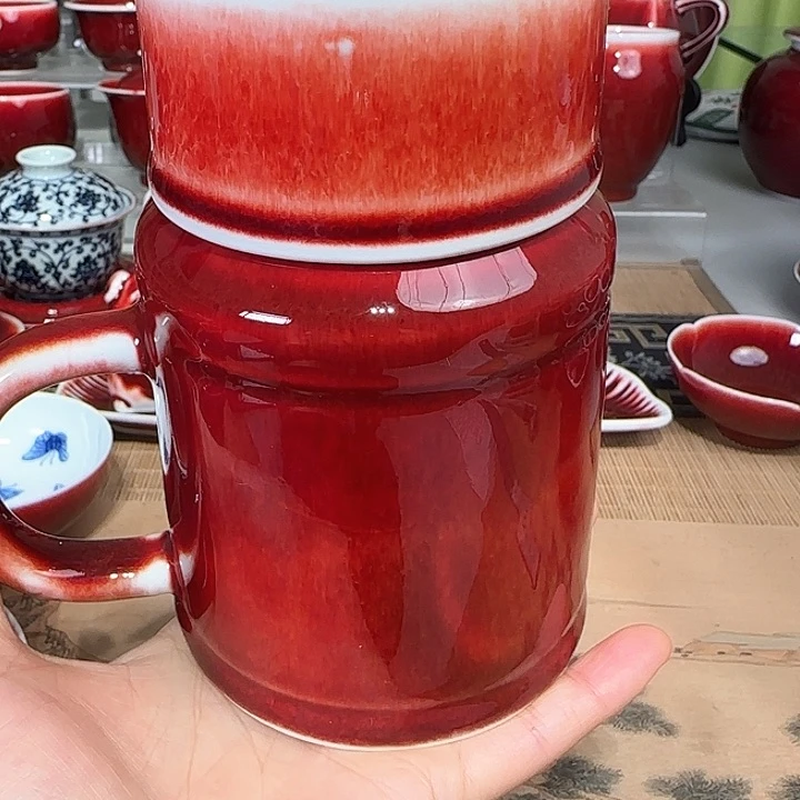景德镇陶瓷红马坊杯
