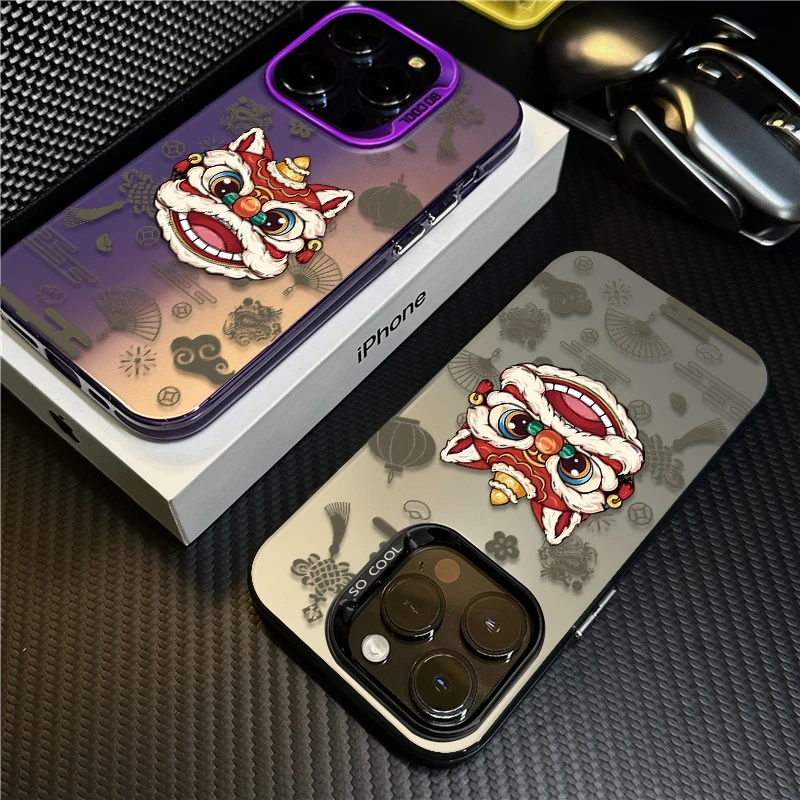 新年醒狮适用苹果16promax手机壳iPhone15创意14保护套17卡通防摔