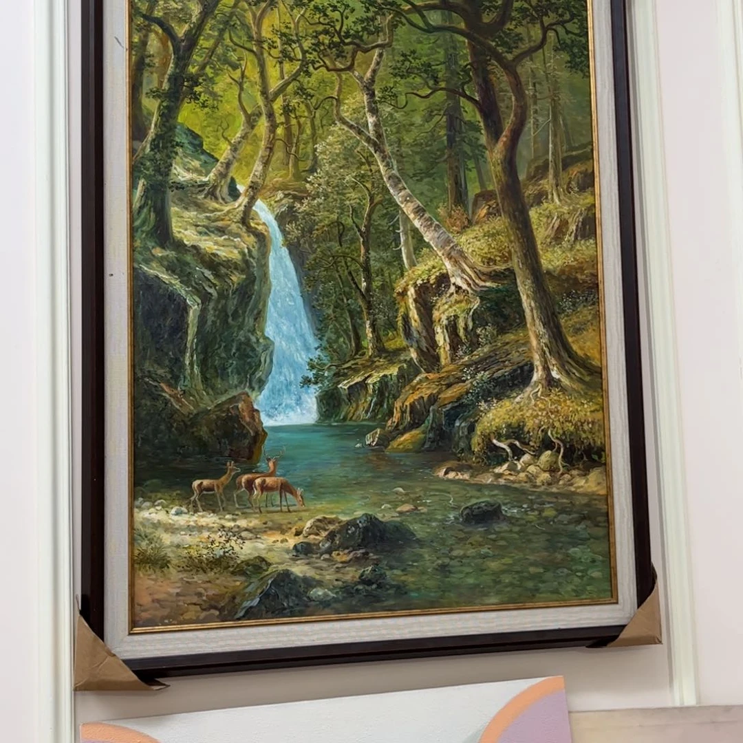 油画未*名写实风景手绘油画