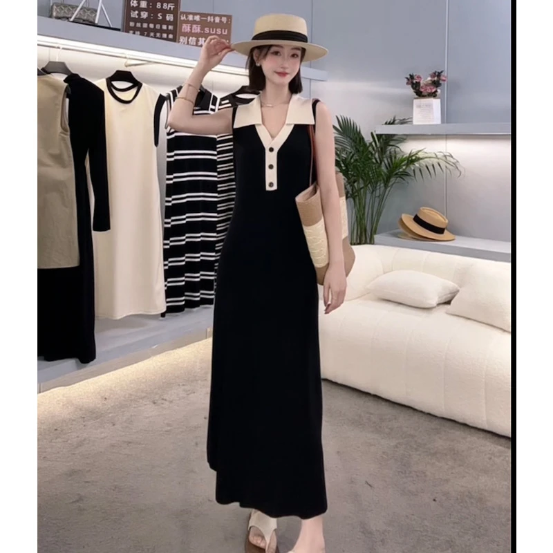 韩系简约夏季新款气质polo辣妹显瘦短裙针织修身气质连衣裙拼接