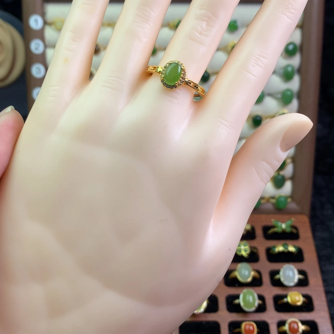 和田玉银S925镶嵌戒指