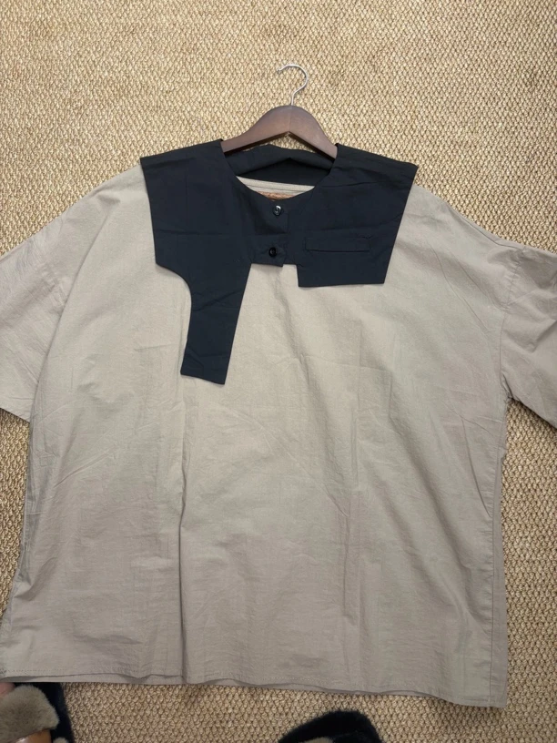 中袖A字裙职业女裙套装卡其休闲经典女款女装拼色撞色纯色