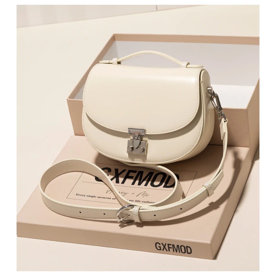 GXFMOD小众设计时尚牛皮手提包女2025春夏通勤包单肩斜挎马鞍包