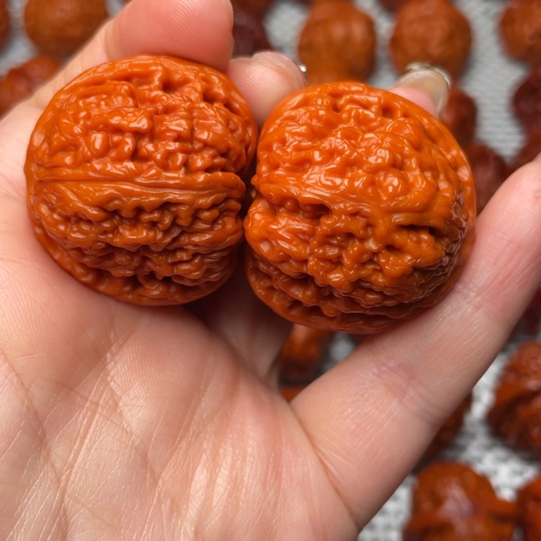 桃核吊坠文玩核桃 手把件 白狮子 35