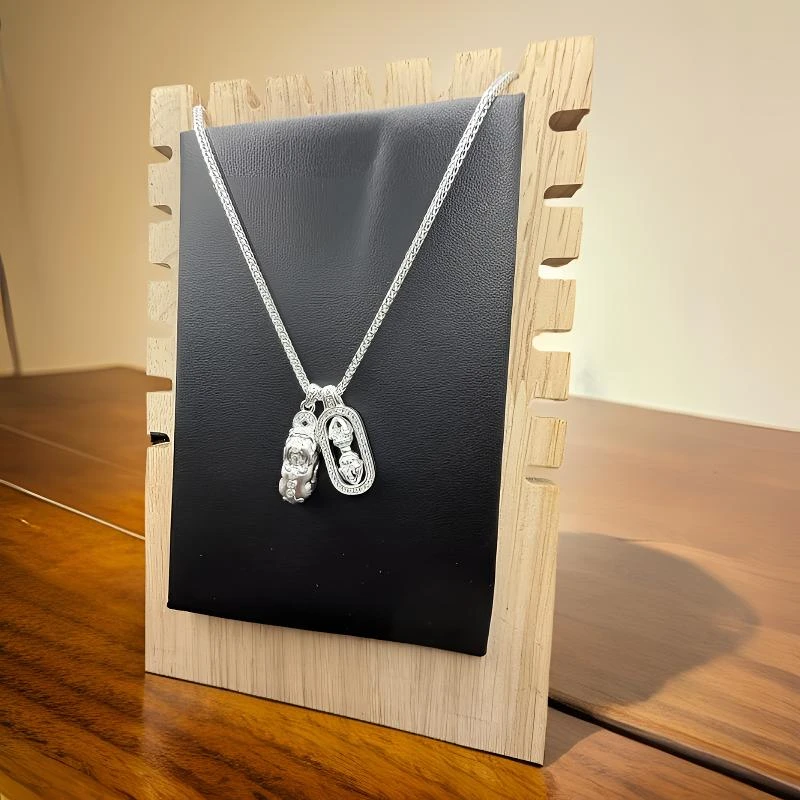 坠链均足银合成锆石 足银金刚柱+貔貅套链（大）（配证书）