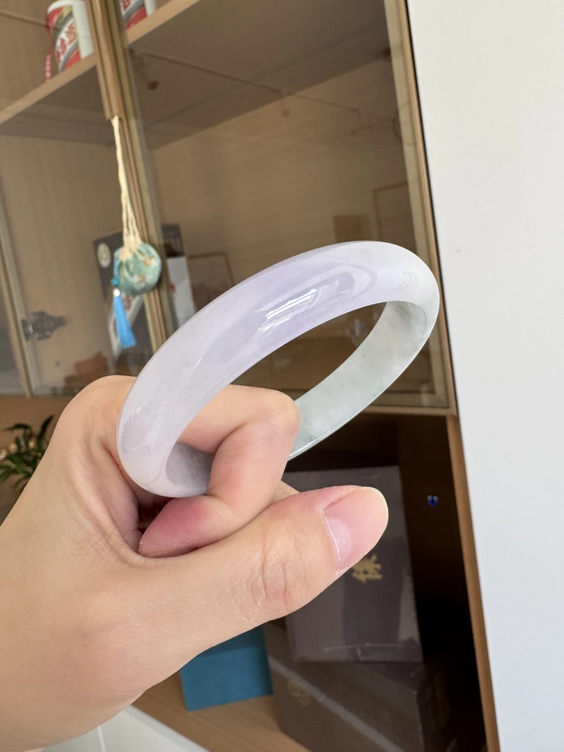 翡翠手镯 一半紫罗兰一半冰飘花