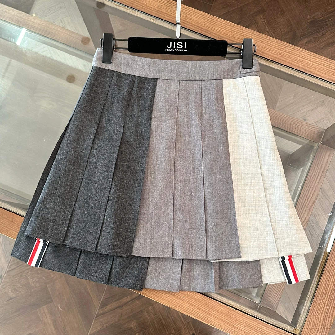 JISI 拼接撞色西装百褶短裙-DQ25011