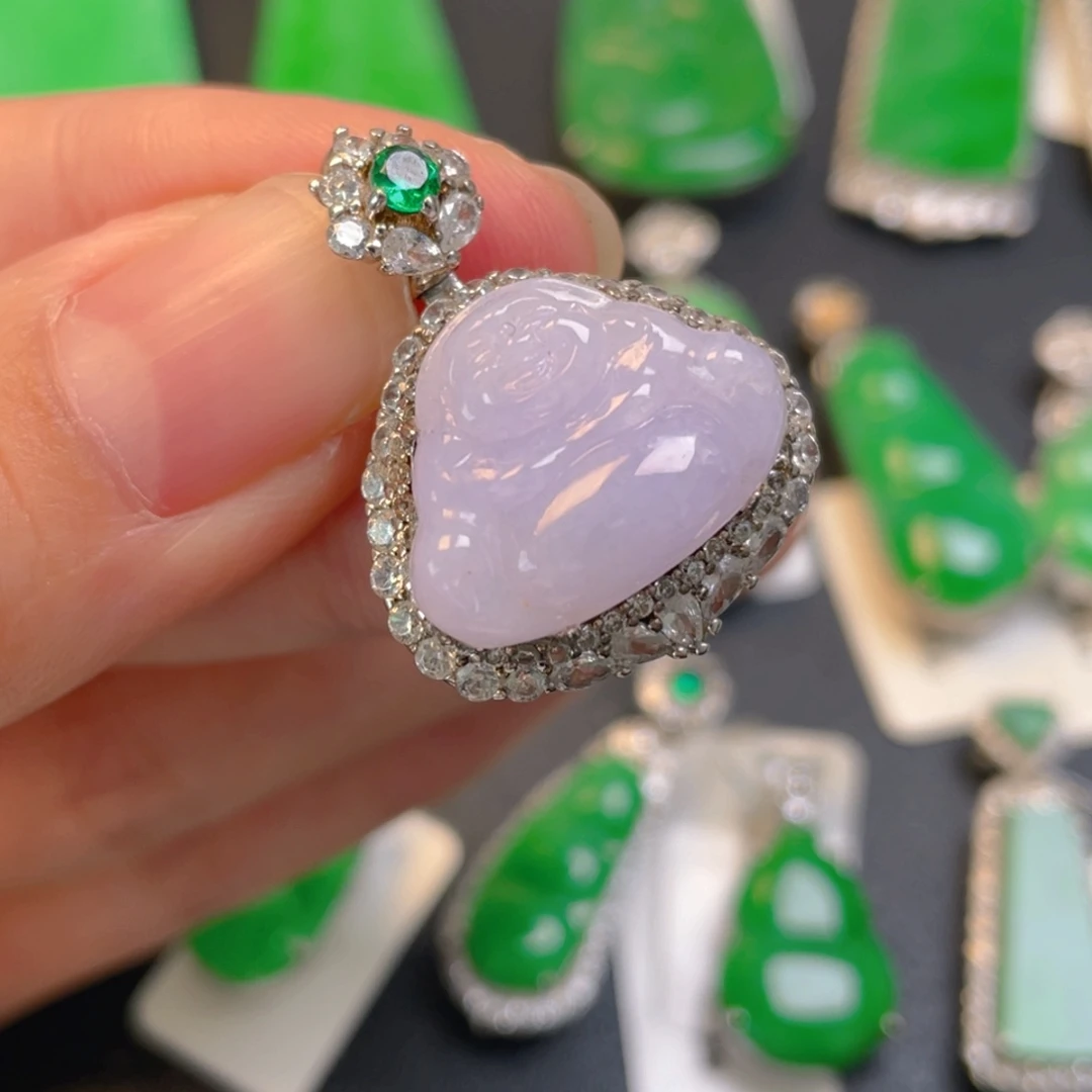 翡翠银S925镶嵌吊坠(不含链)