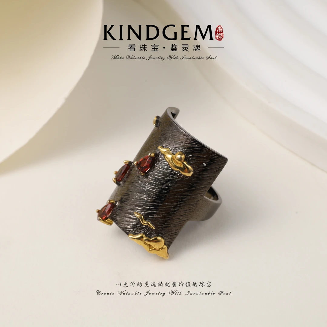 925银锆石戒指 KindGem 轻奢设计款时尚闭口戒指 S-37516-7