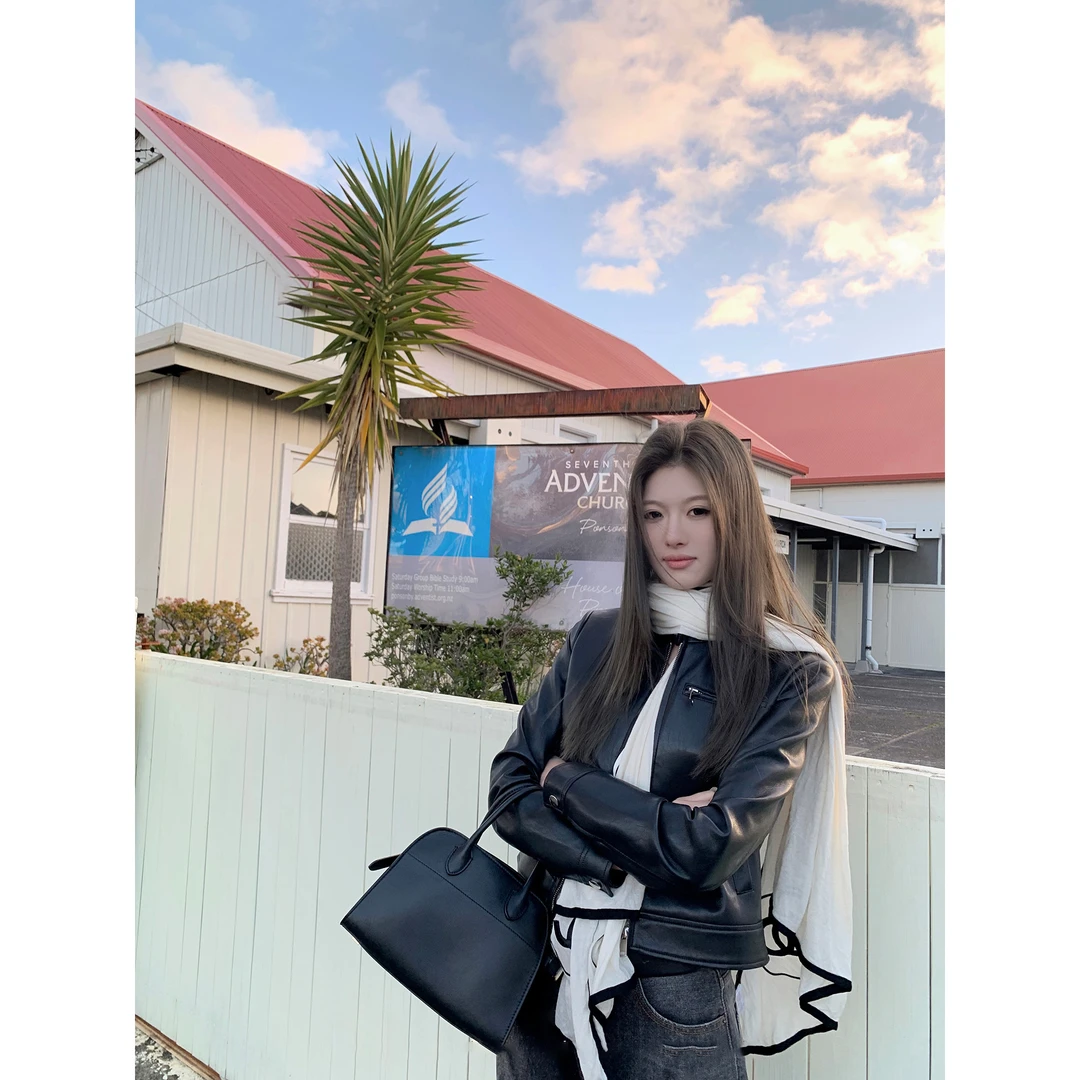 黑色短款立领pu皮衣外套女秋季新款2025韩系时髦流行显瘦夹克上衣