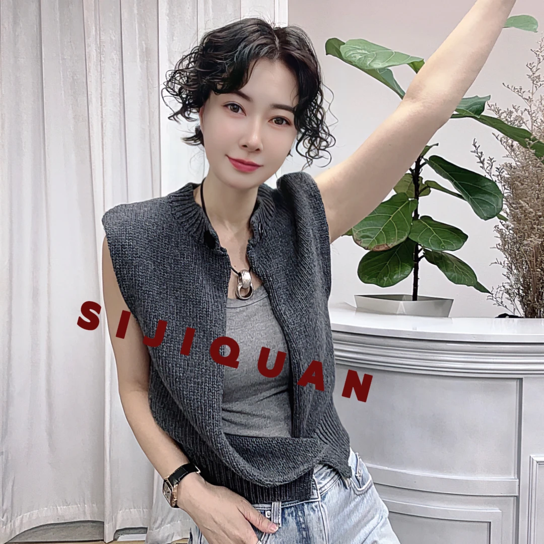 【四季泉定制】时尚休闲百搭韩版通勤秋冬修身气质无袖羊毛背心2674