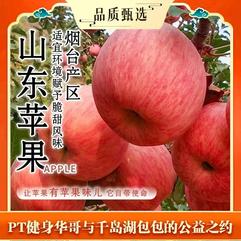 正宗烟台红富士苹果脆甜多汁果子净重4.5斤产地直发包邮