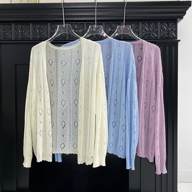 【朵儿studio】“松弛感开衫”又美又仙！镂空钩花针织衫 D471