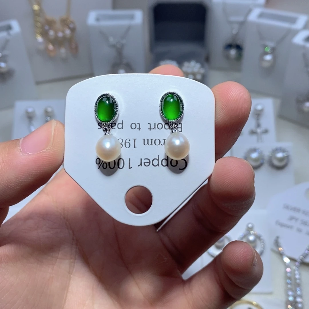 淡水珍珠耳饰银S925镶嵌