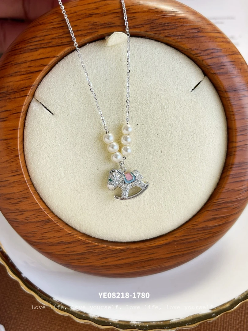 坠链均925银 古丽古丽童趣小木马银项链百搭时尚银饰