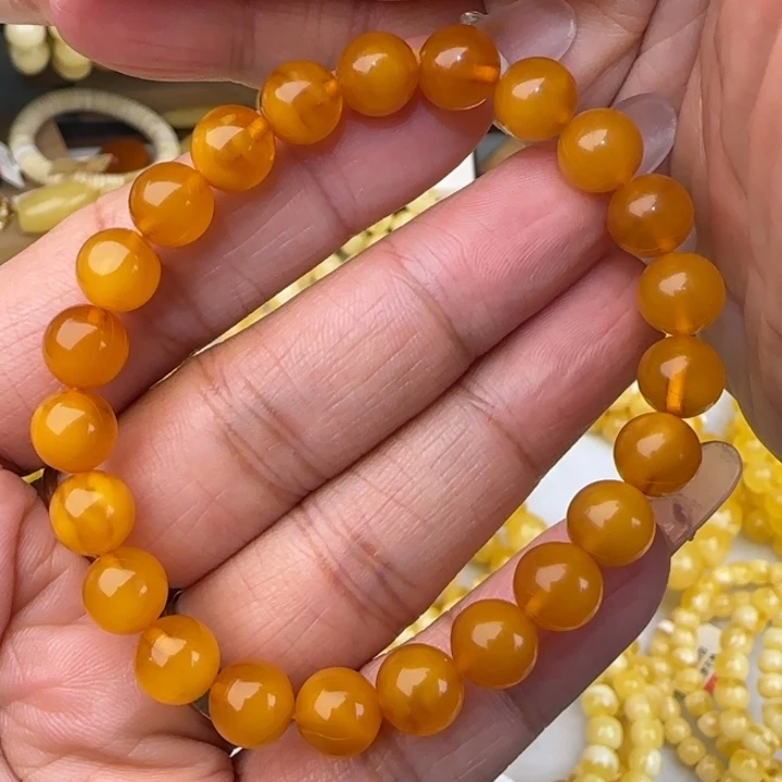 手链蜜蜡未镶嵌老蜡圆珠手串