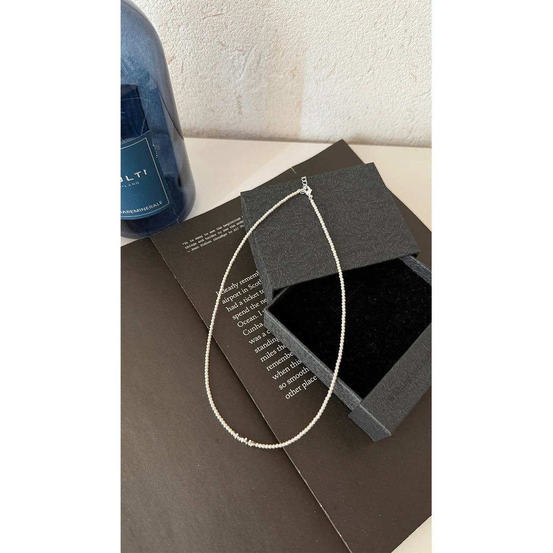 合金项链 ｜氛围感的神 小米珠碎银子 2mm强光施家珍珠项链