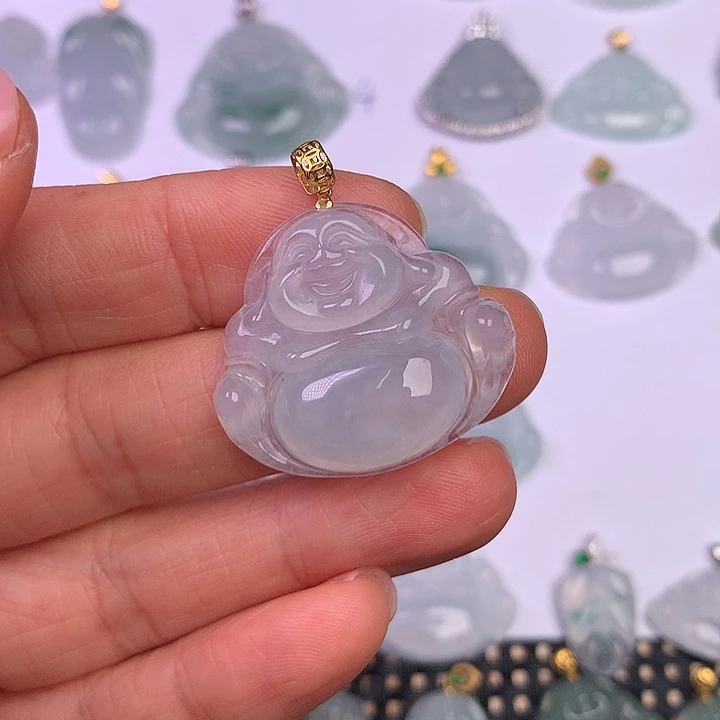 翡翠18K金镶嵌颈饰缅甸翡翠A货