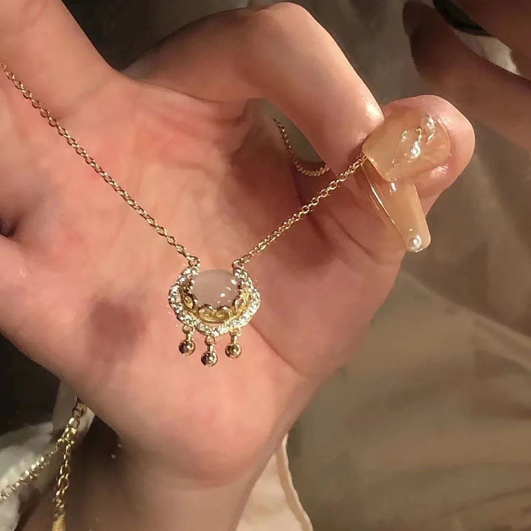 合金亚克力项链 钟表配饰合金亚克力项链新款国风祥云锁项链