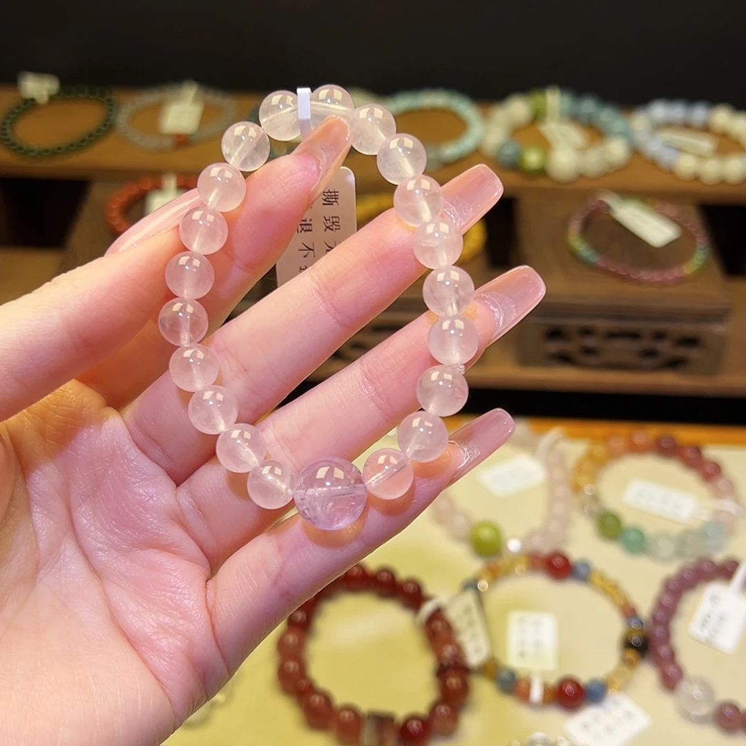 手串水晶银S925镀金镶嵌粉2014