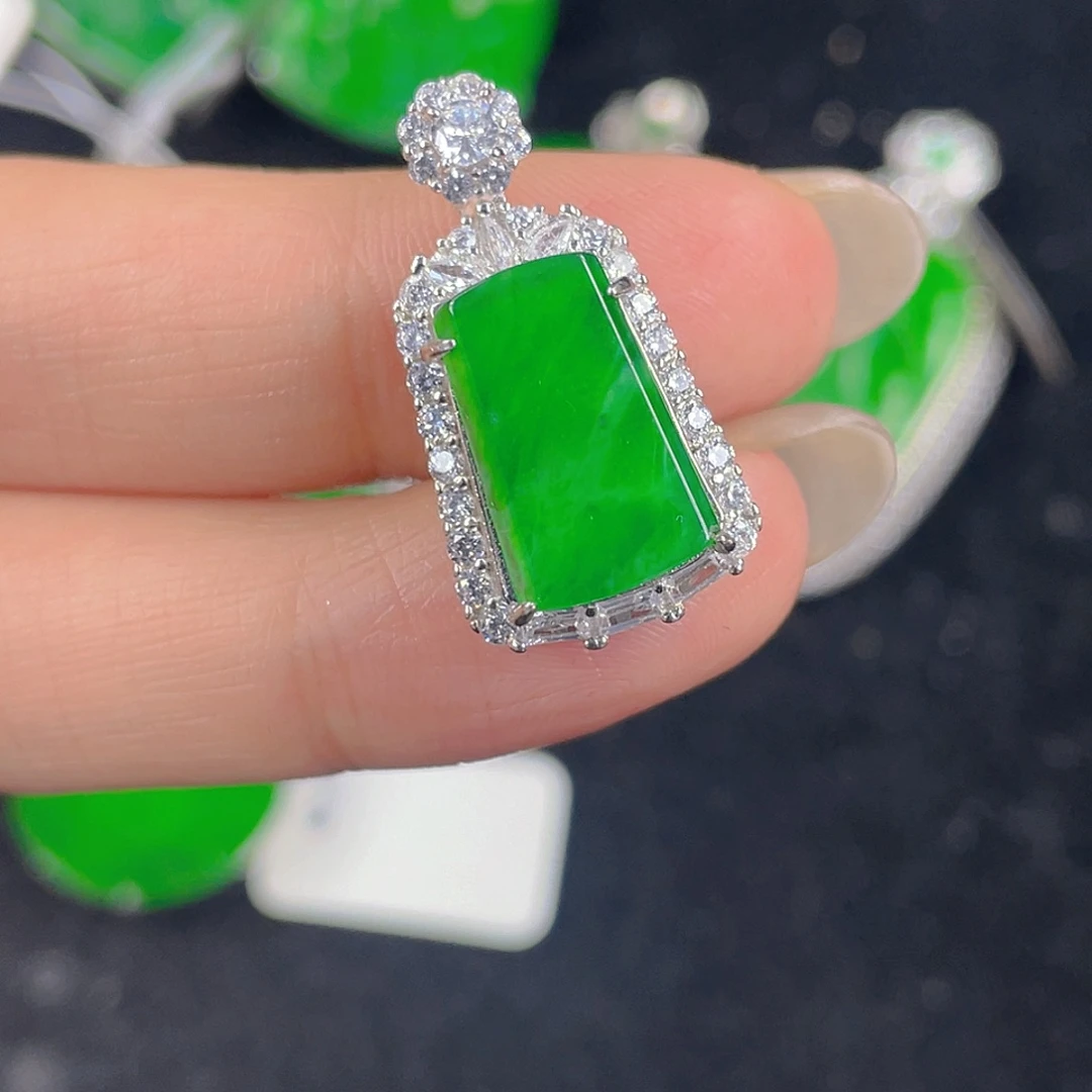 翡翠吊坠(不含链)银S925镶嵌