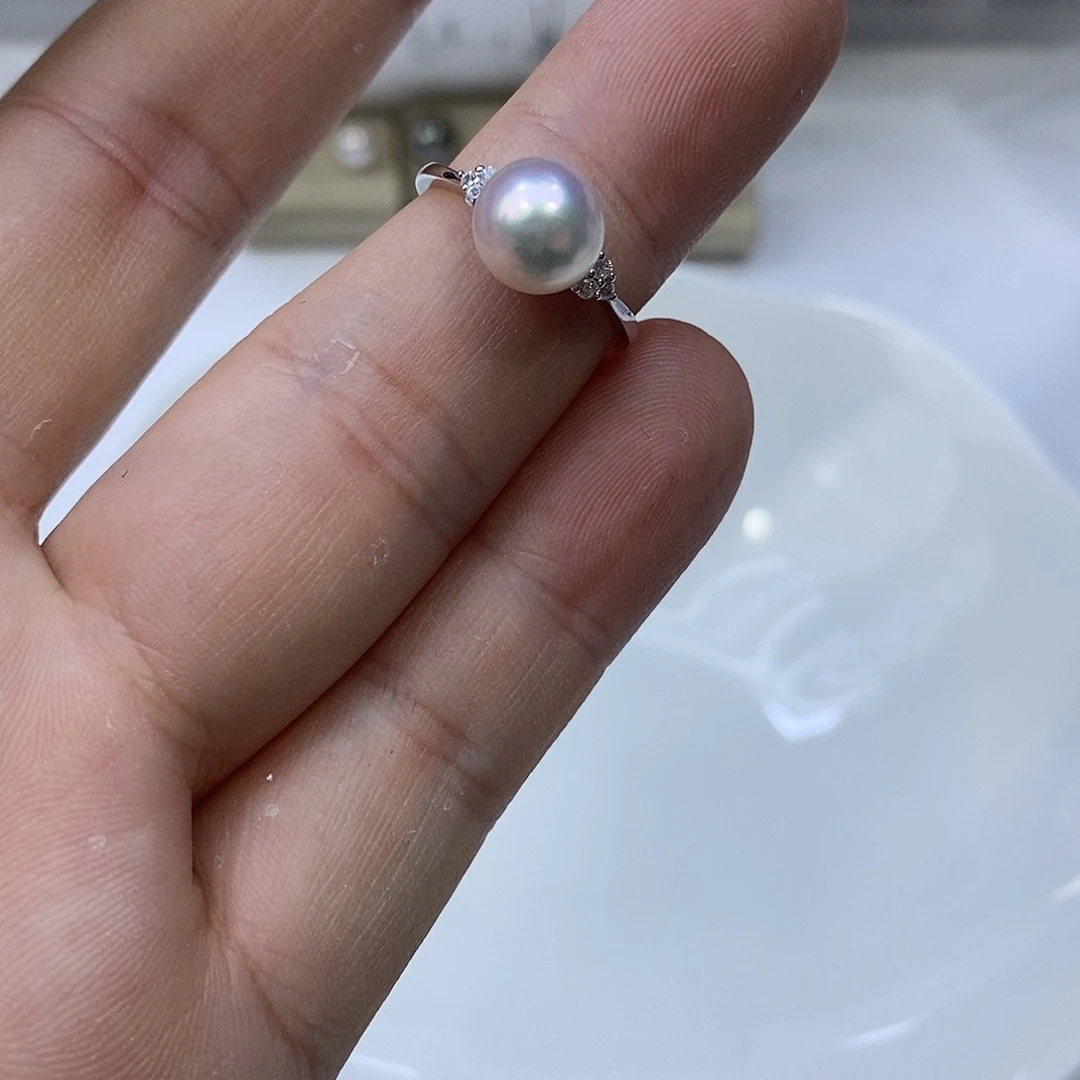 戒指银S925镶嵌海水珍珠