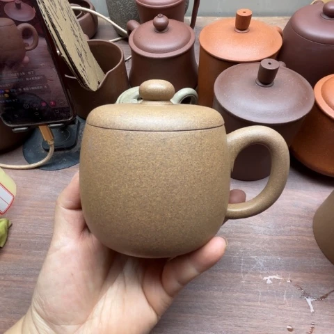紫砂茶壶马**✔半手工原矿黄缎盖杯