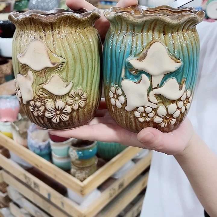 有孔，凑10元包邮陶瓷花盆发货！