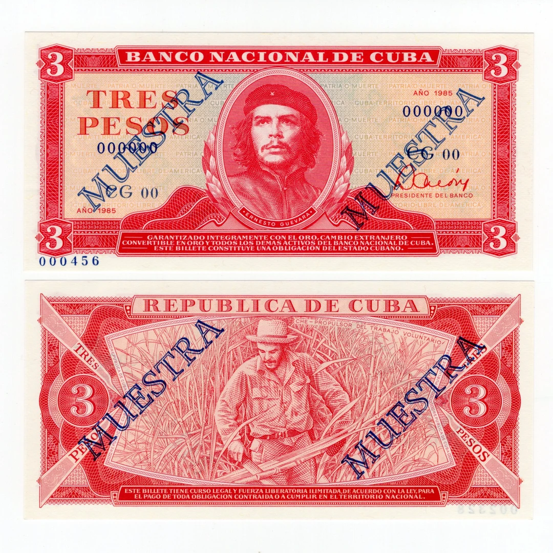 古巴3比索纸币 1985年 切格瓦拉 全零样钞  美洲钱币 全新