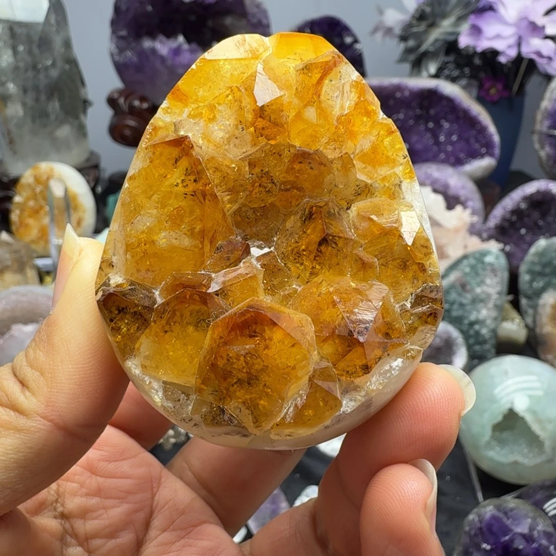 摆件未镶嵌紫晶黄水晶龙蛋