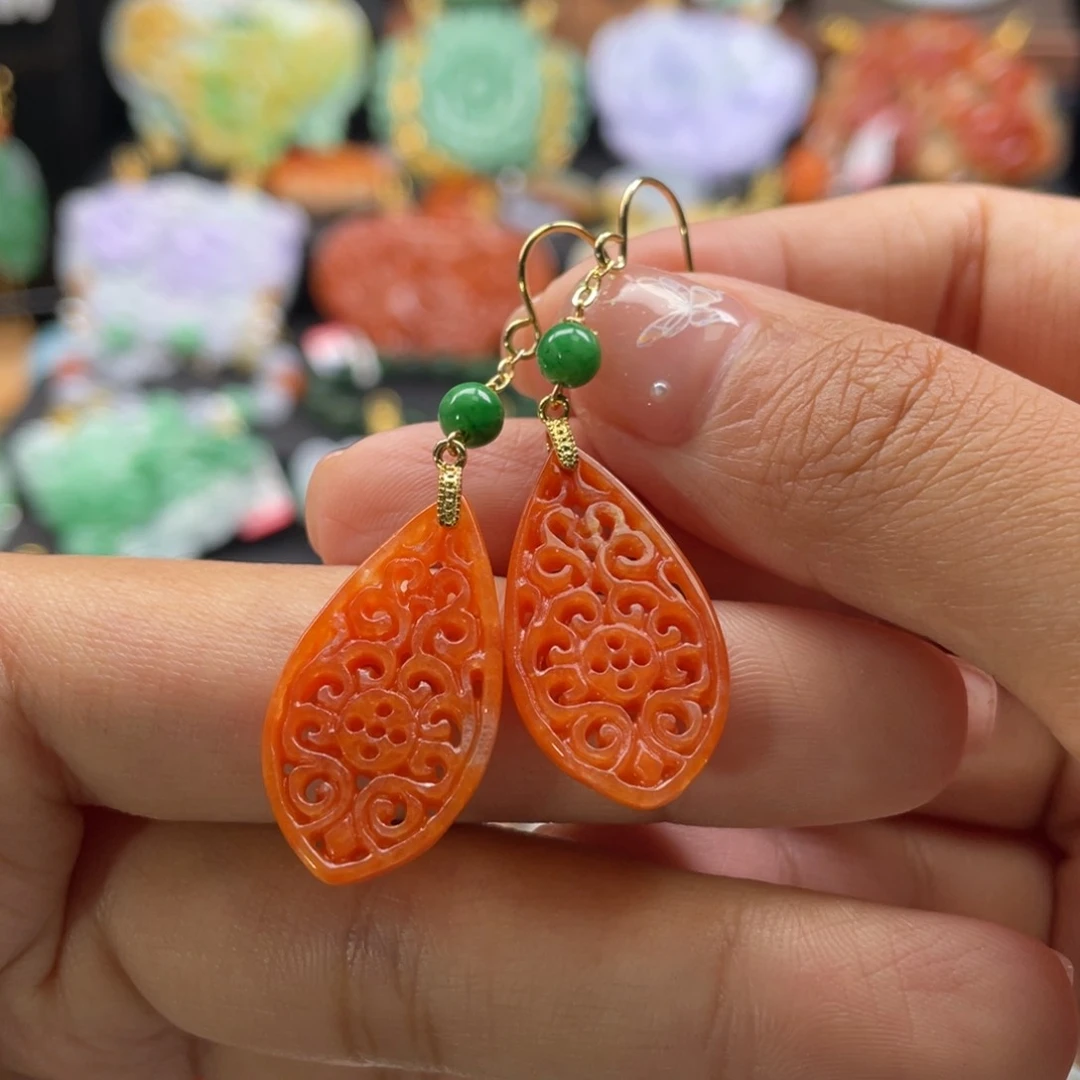 翡翠未镶嵌耳饰代编织