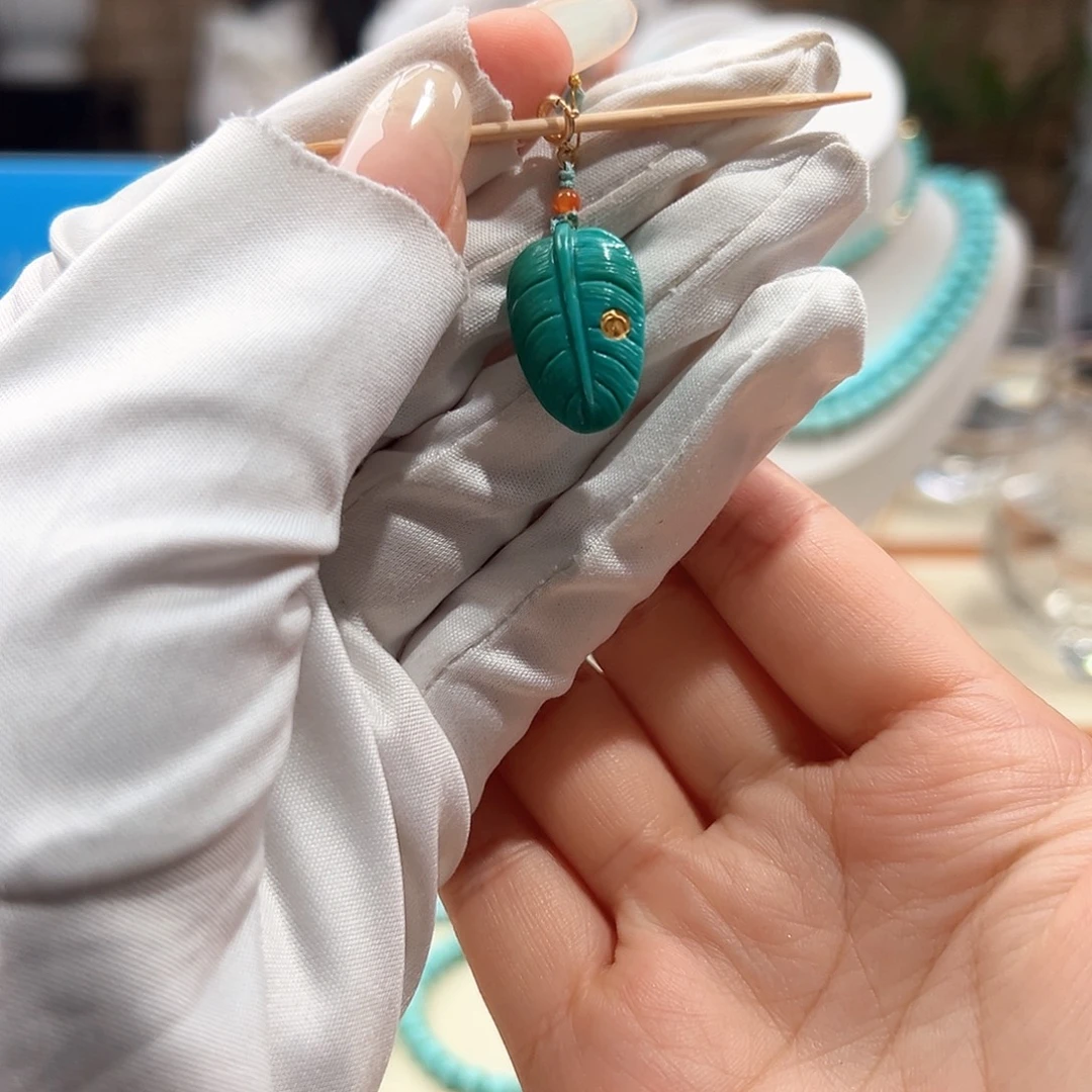 绿松石未镶嵌27玉化料羽毛雕刻