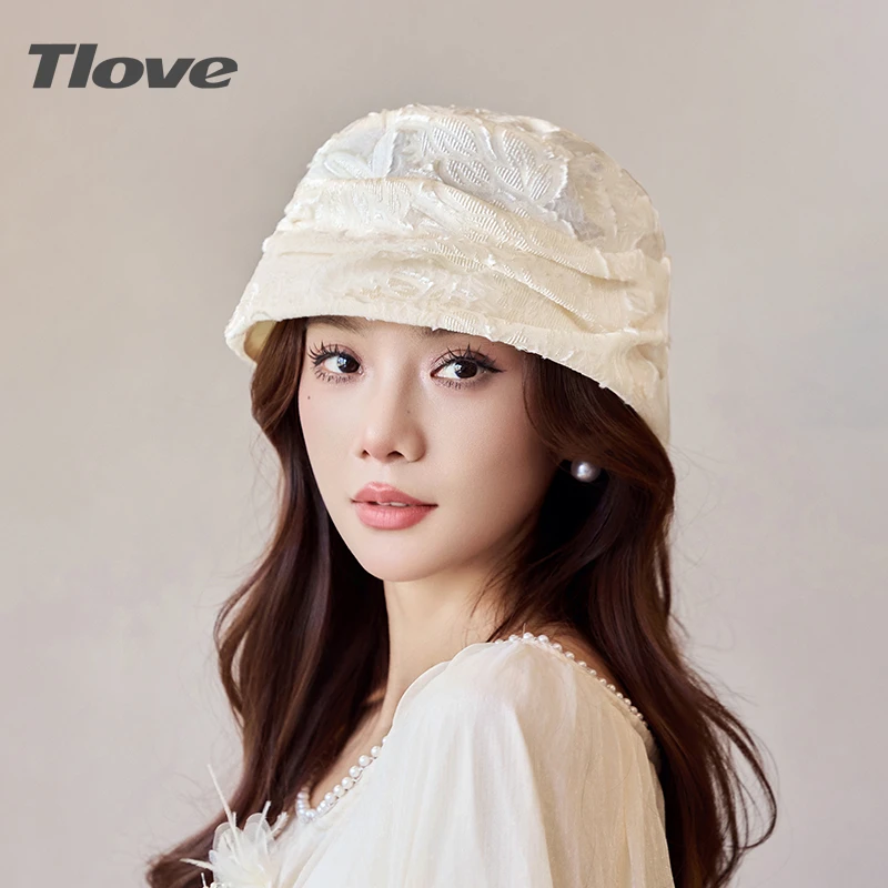 6891夏季优雅蝴蝶结渔夫帽桑蚕丝冠乐绉透气遮阳时尚女士礼帽设计