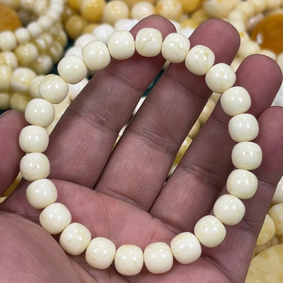 琥珀手链未镶嵌同料白蜡老邢手串9mm