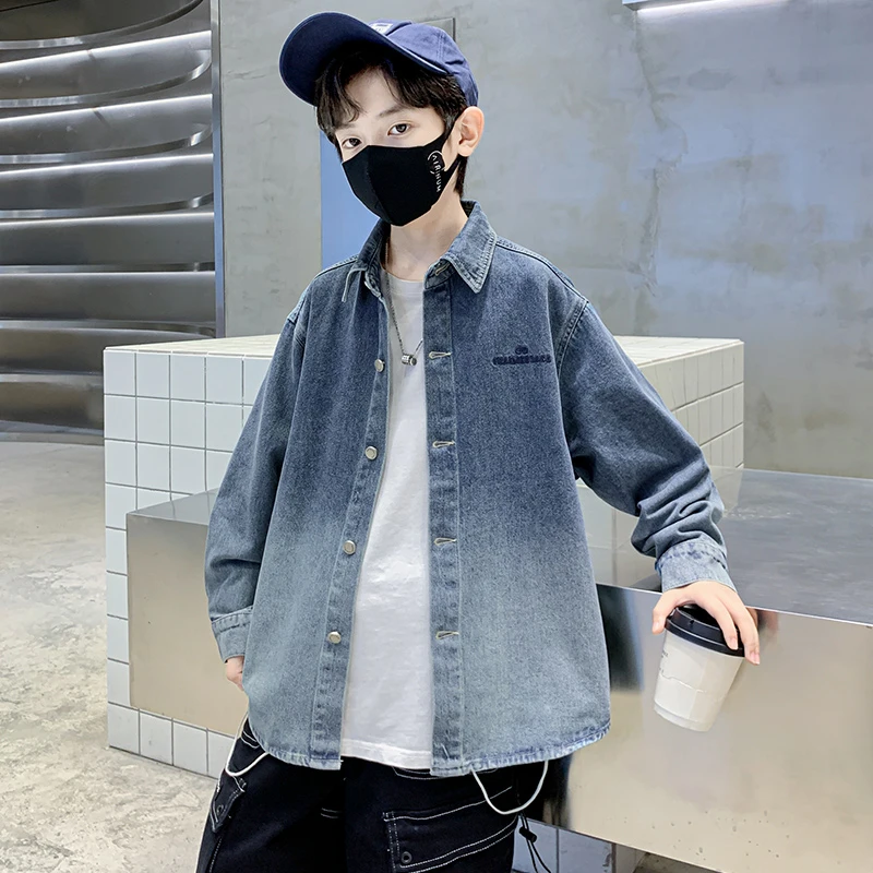男童牛仔外套2025新款秋装儿童洋气休闲中大童牛仔衬衫长袖帅气潮