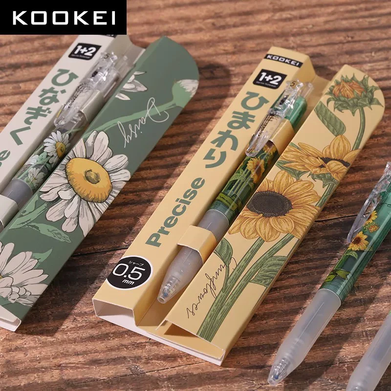 洋甘菊和向日葵香味黑色0.5速干按动式中性笔适合考试刷题