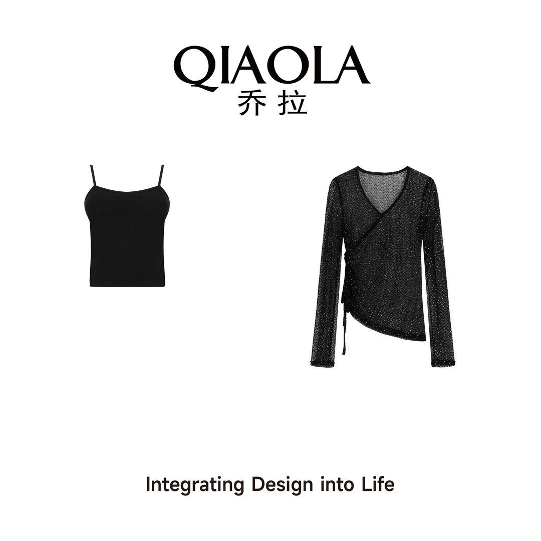 QIAOLA/乔拉【星轨篇章】春夏季新款弹力针织定制网纱烫钻套装预售