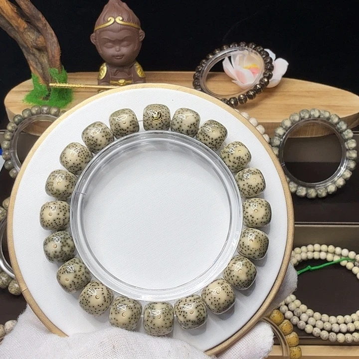 星月菩提手串深绿青花瓷