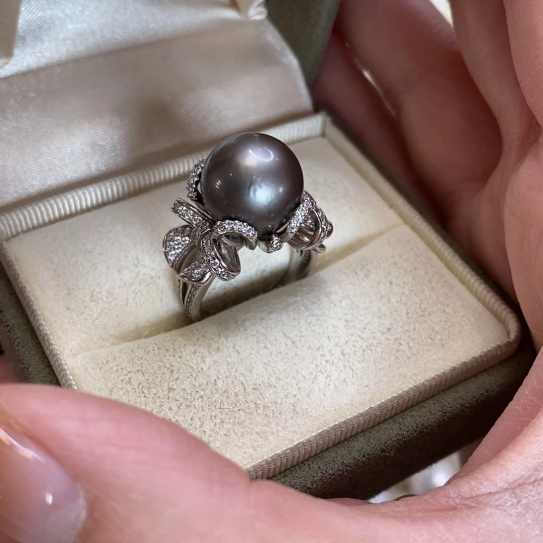 海水珍珠戒指银S925镶嵌~***~微瑕