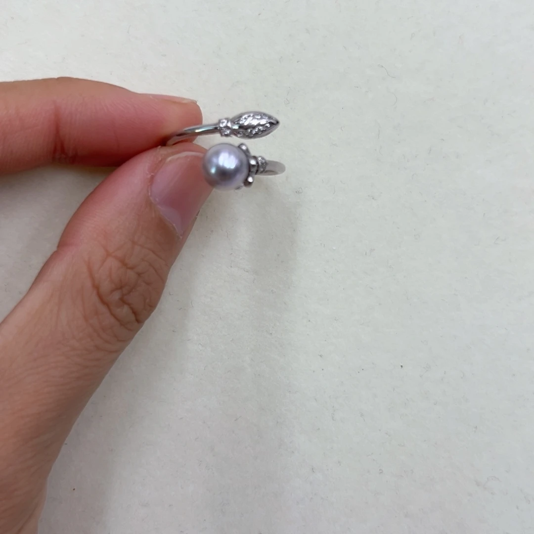 海水珍珠戒指银S925镶嵌欣欣真多麻戒指