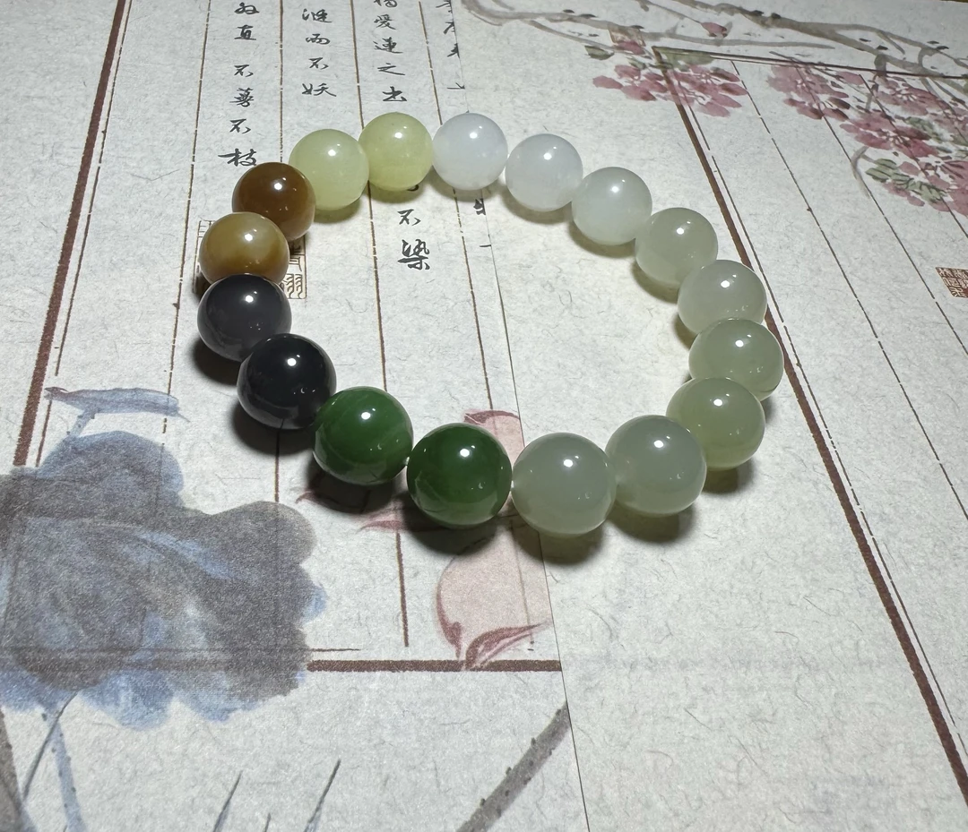 天然和田玉圆珠多宝手串单珠 卡12mm A911