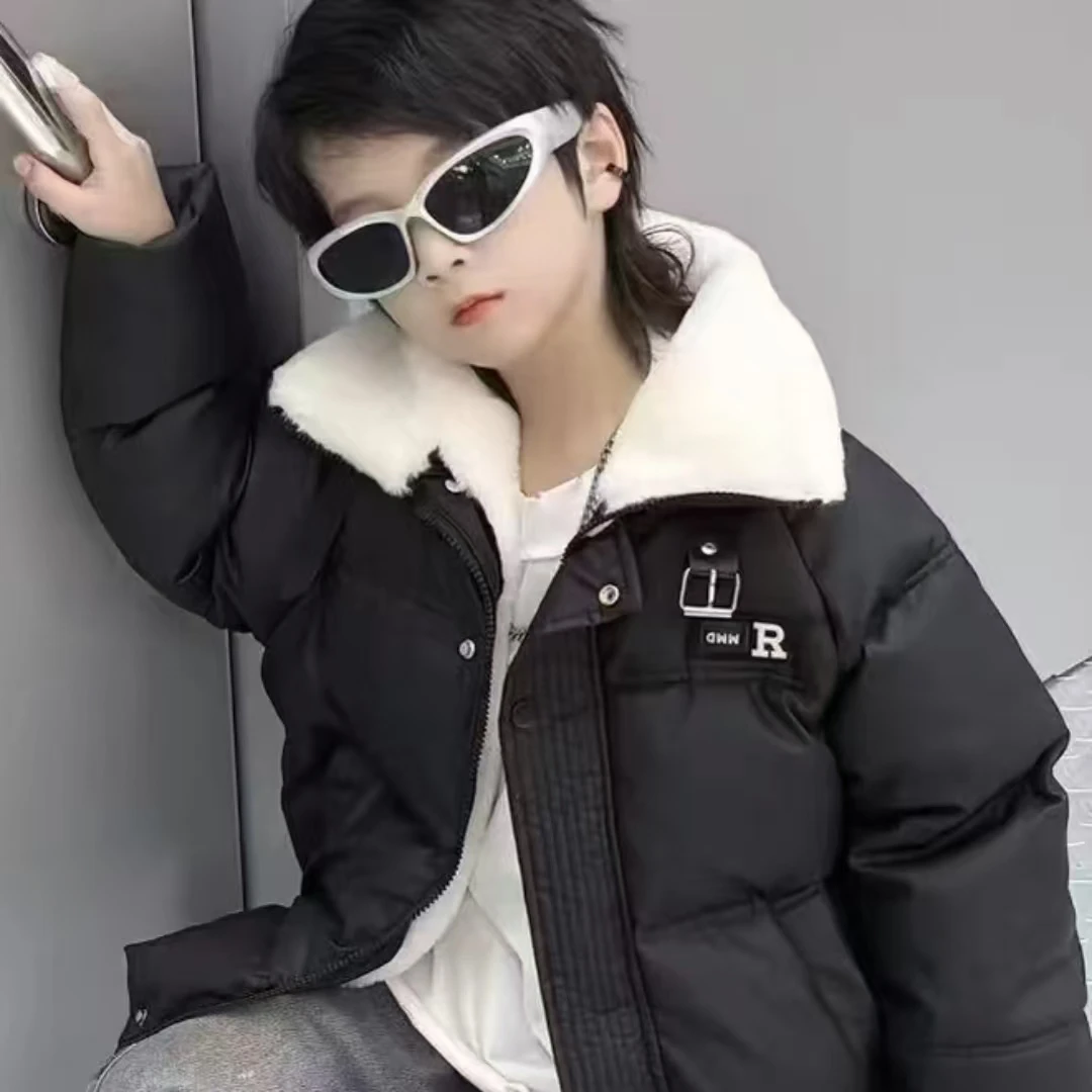 【林林夫妇】儿童小羊皮棉服冬季新款中大童潮酷棉服外套LM24869 H