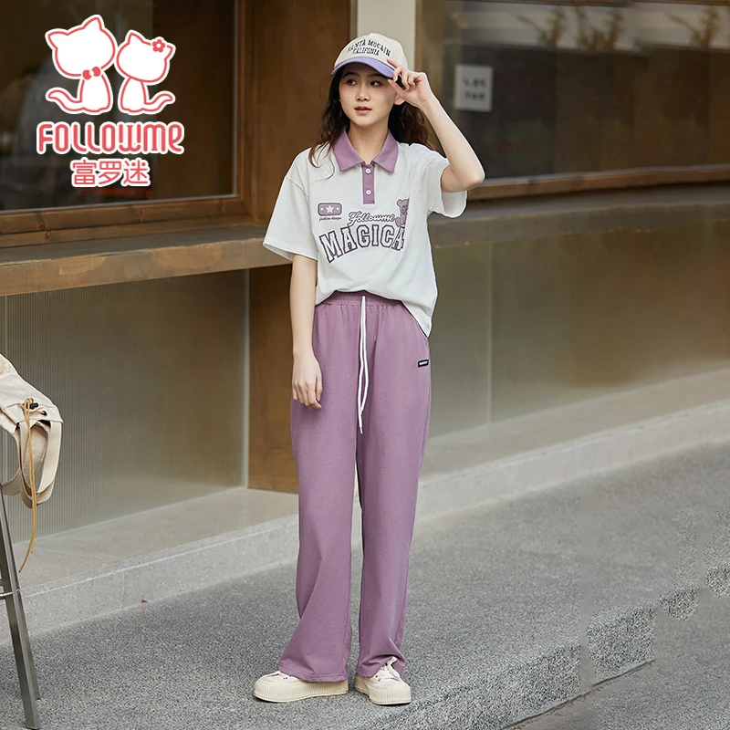 富罗迷少女套装夏季新款洋气卡通印花短袖运动裤两件套FD4B9556T