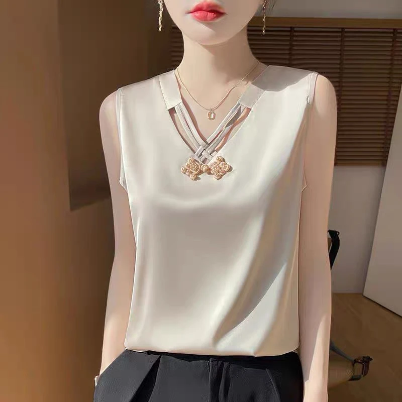 中国风打底v领休闲风夏装吊带设计感背心气质小众A11140