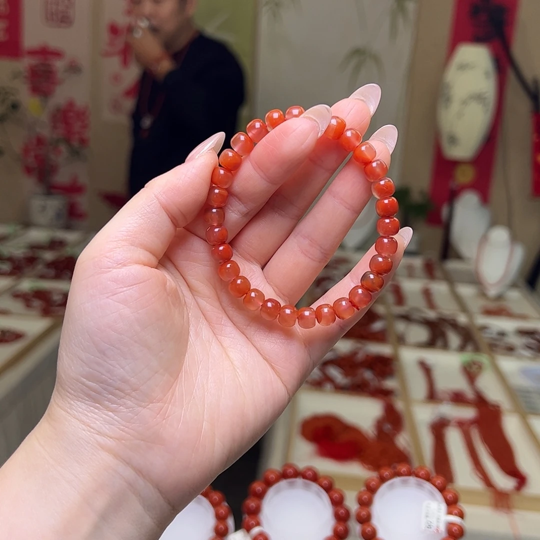 南红玛瑙未镶嵌7mm冰飘老型手串