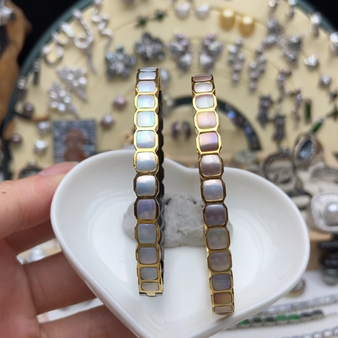 海水珍珠画框钛钢炫彩淡水珍珠贵妃手镯