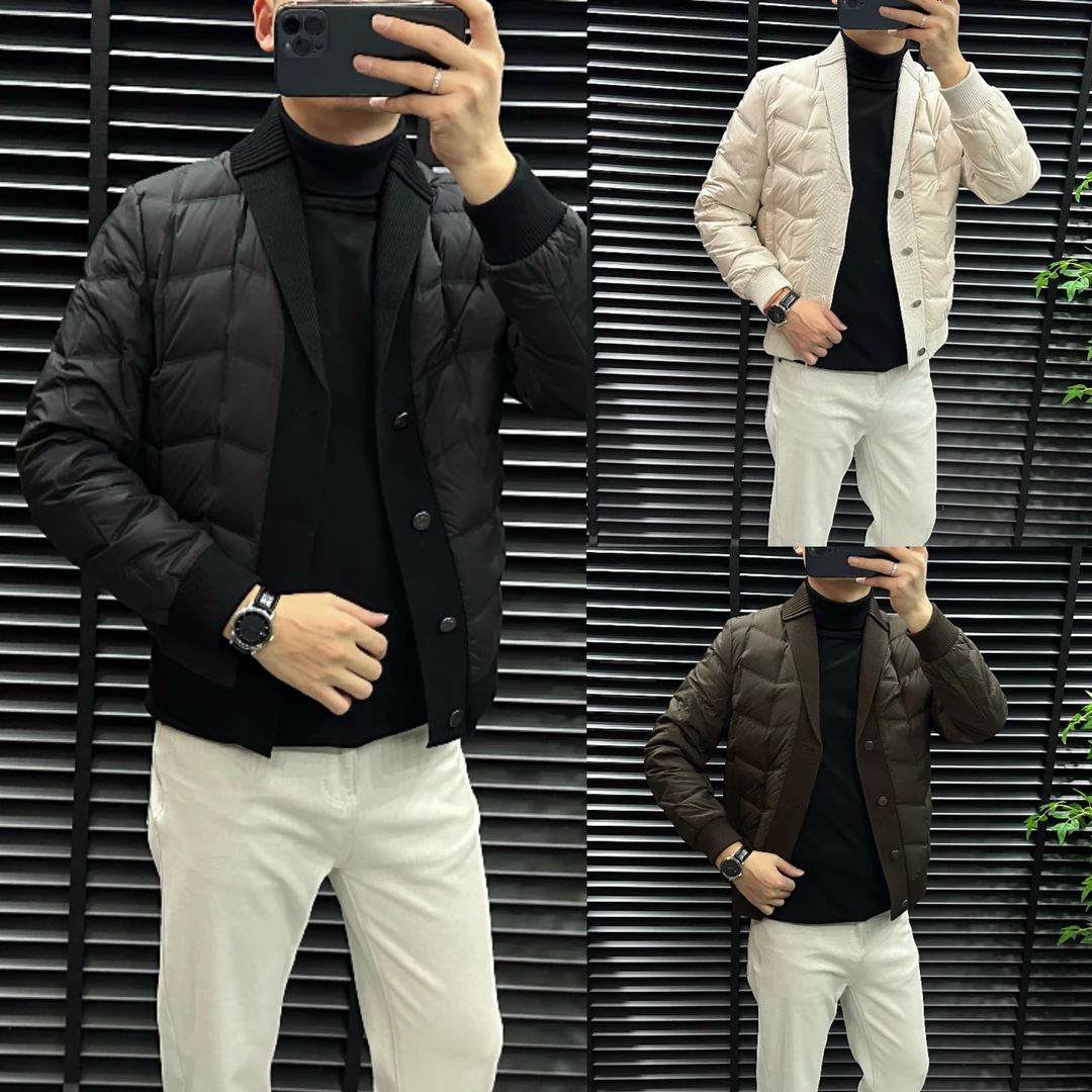 8266秋冬新款韩版修身男士高端定制欧货轻奢时尚加厚保暖外套