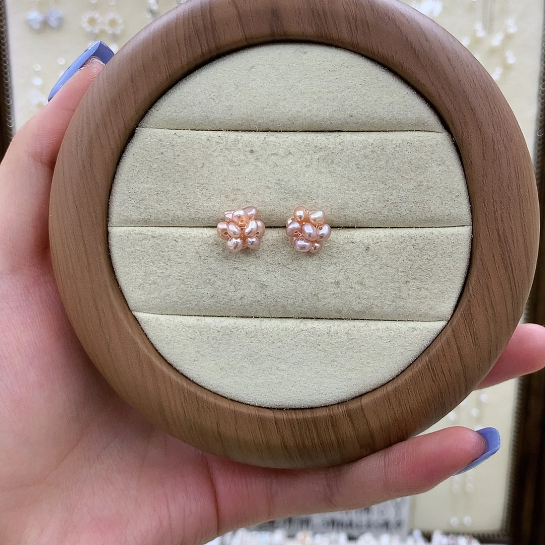 耳饰银S925镶嵌淡水珍珠